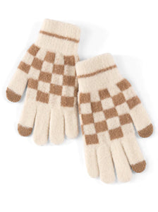 Touchscreen Tan Checkered Gloves