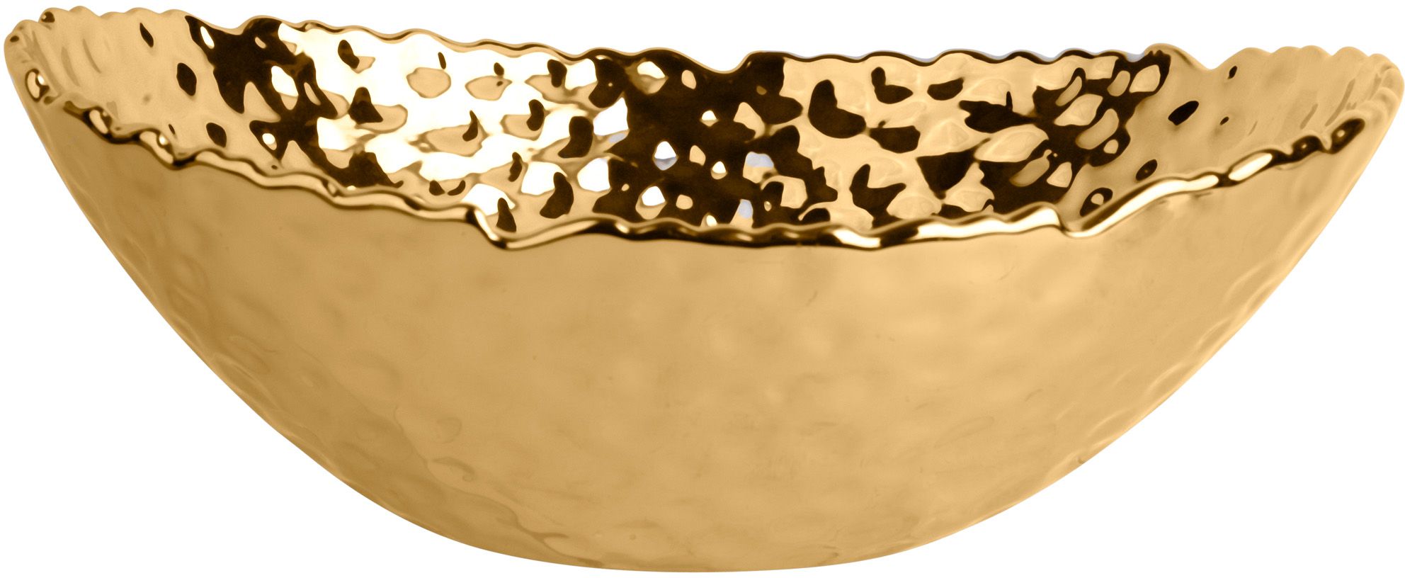Gold Hammered Oval Serving Bowl - Thumbnail 2