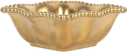 Matte Gold Square Beaded Bowl
