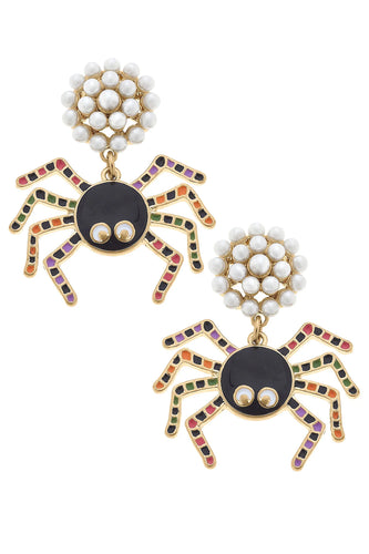 Halloween Enamel Spider Earrings