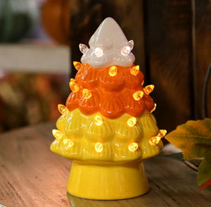 Candy Corn Lighted Dolomite Halloween Ceramic Tree