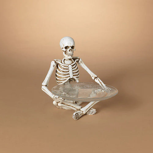 Skeleton Holding Glass Plate