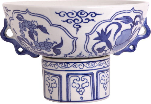 Footed Chinoiserie Serving Bowl
