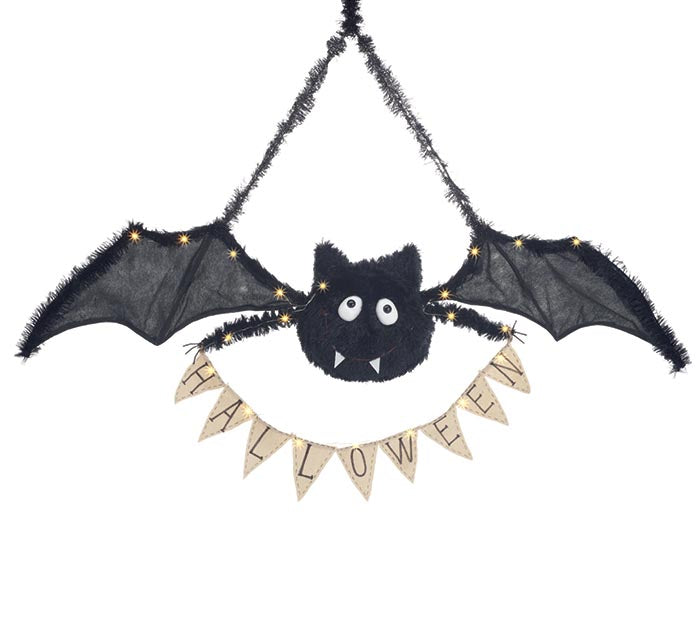 Hanging Black Bat Light Up Halloween Banner