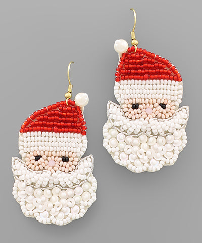 Beaded Santa Christmas Earrings