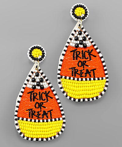 Beaded Halloween Trick Or Treat Earrings