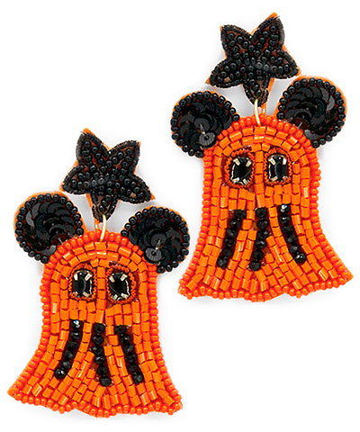 Beaded Halloween Mickey Ghost Earrings