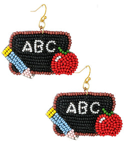 Beaded ABC Blackboard Teacher Earrings