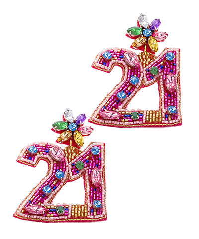 Beaded 21st Birthday Earrings