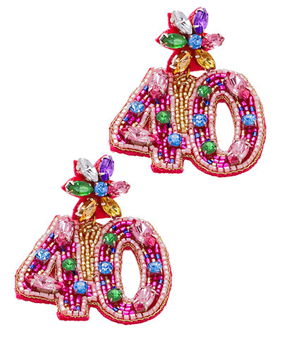 Beaded 40th Birthday Earrings