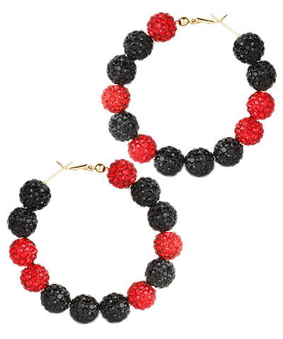 Black & Red Crystal Ball Hoops