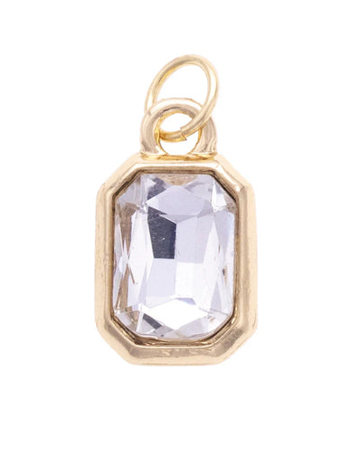 Canvas Style Emerald Cut Clear Gemstone Charm