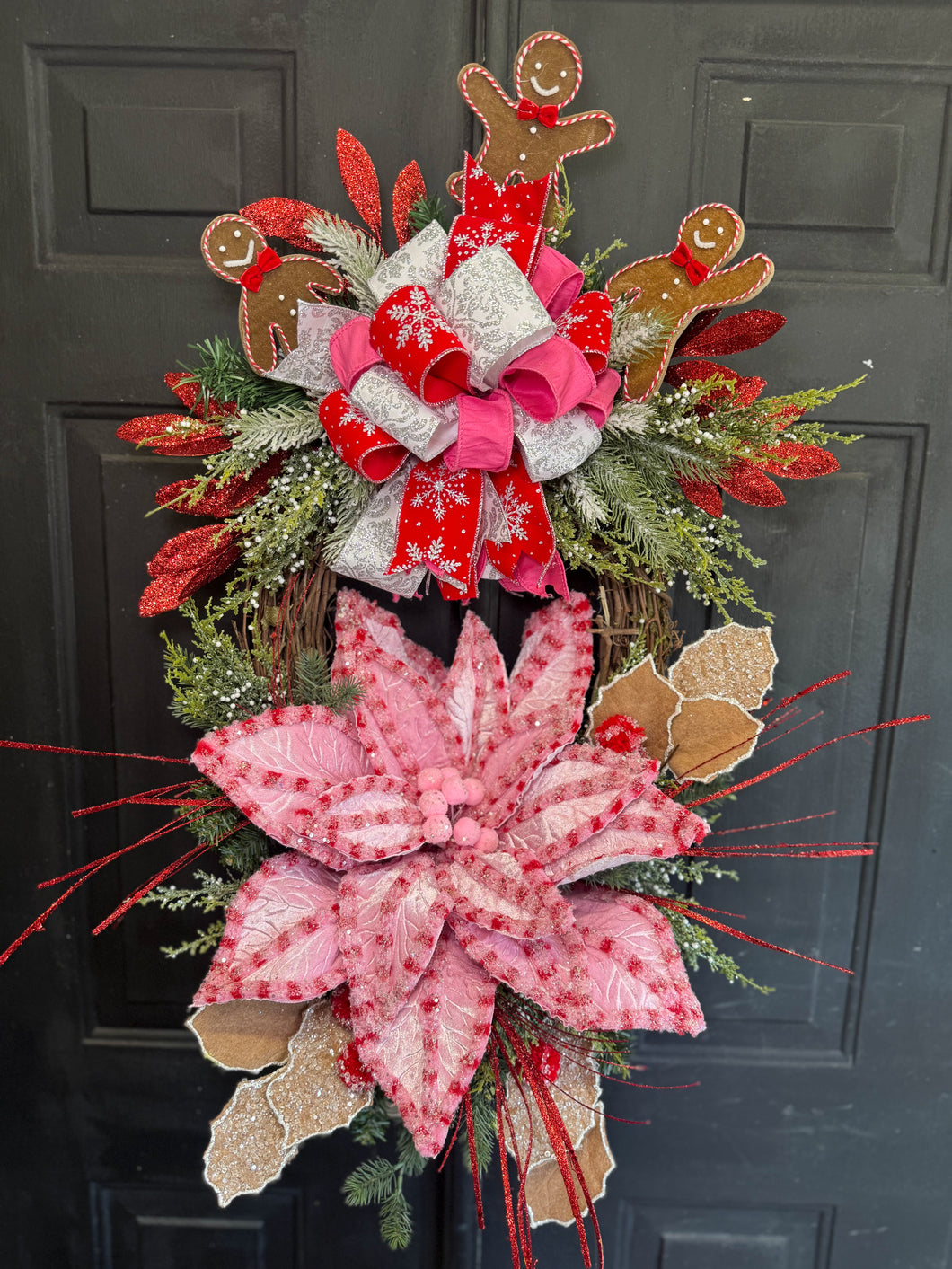 Glamorous Gingerbread Guys Christmas Wreath