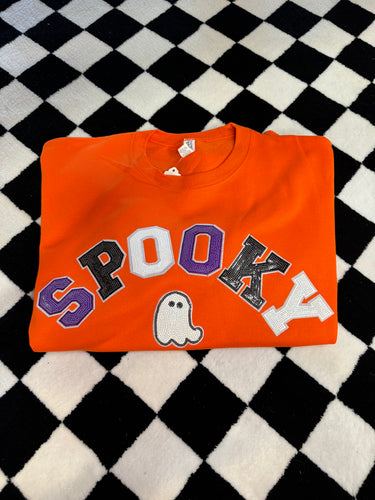 Spooky Ghost Halloween Sequin Patch Sweatshirt