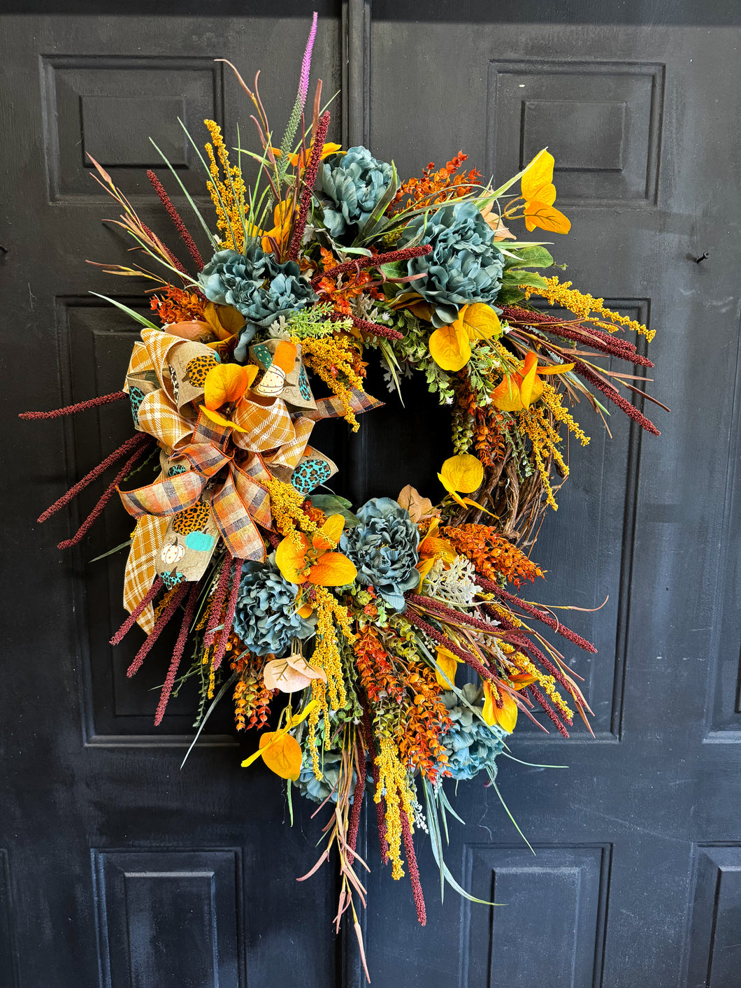 Teal Yet Neutral Fall Wreath