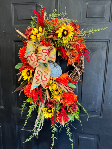 For The Love of Blue Pumpkins Fall Wreath