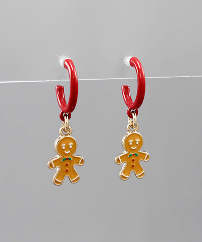 Hoop Gingerbread Man Earrings