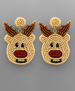 Beaded Christmas Reindeer Earrings