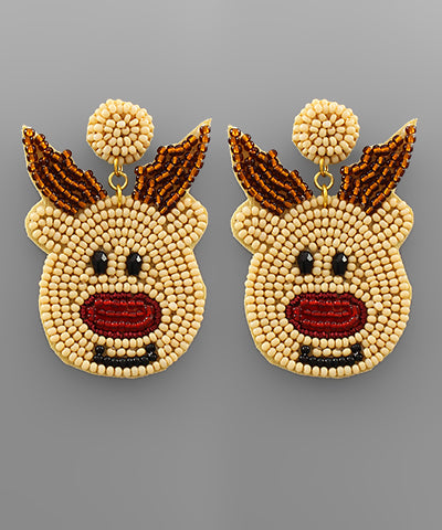 Beaded Christmas Reindeer Earrings