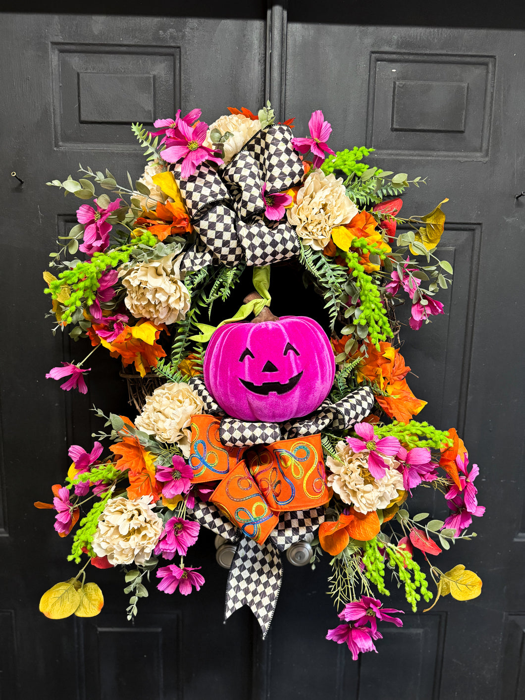 Magenta Queen of Halloween Fall Wreath