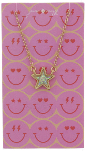 KIDS BLUE IRIDESCENT GLITTER RESIN STAR NECKLACE