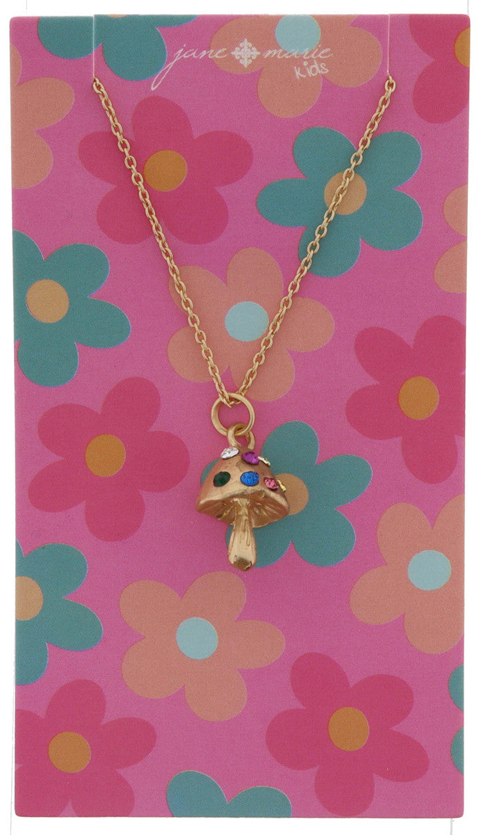 KIDS GOLD MUSHROOM WITH MULTI CRYSTAL DOTS NECKLACE