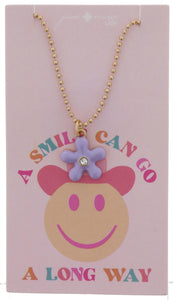 KIDS LAVENDER BUBBLE FLOWER WITH CRYSTAL CENTER NECKLACE