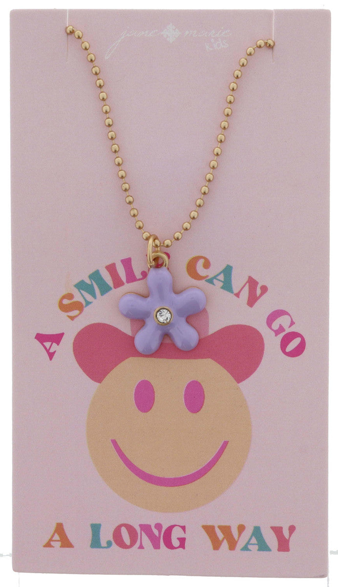 KIDS LAVENDER BUBBLE FLOWER WITH CRYSTAL CENTER NECKLACE