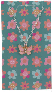 KIDS LIGHT PINK AND CRYSTAL BUTTERFLY NECKLACE