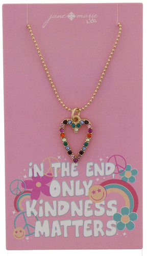 KIDS MULTI CRYSTAL OPEN HEART NECKLACE