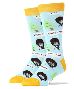 Bob Ross Blue Happy Tree Socks