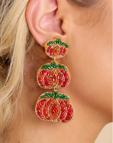 Beaded Fall & Halloween Pumpkin Earrings