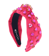 Brianna Cannon Adult Size Hot Pink Headband With Hand-sewn Hot Pink Crystal Hearts