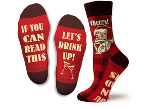 "If you can read this, let's drink up!" Christmas Socks