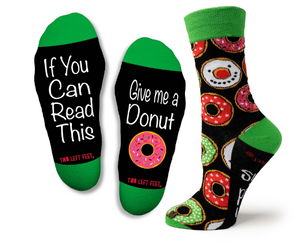 "If you can read this, give me a donut" Christmas Socks