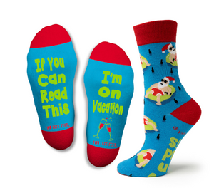 "If you can read this, I'm On Vacation" Christmas Socks