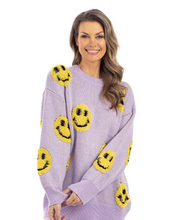 Light Purple Smiley Happy Face Crewneck Sweater