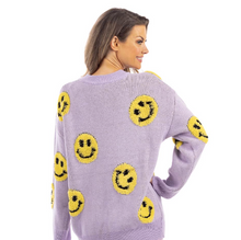 Light Purple Smiley Happy Face Crewneck Sweater