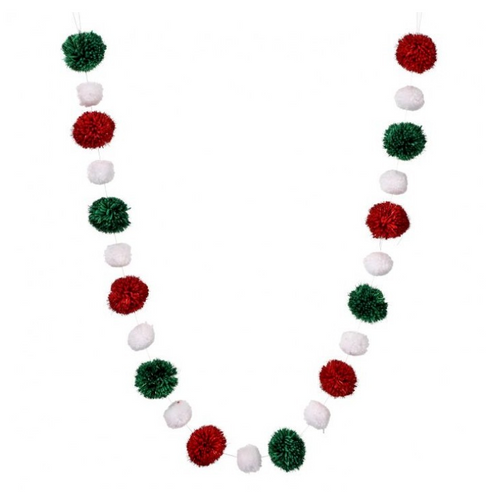 Metallic Pom Pom Christmas Garland