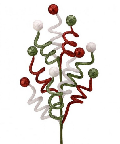 Christmas Curly Whirly Glitter Ball Pick
