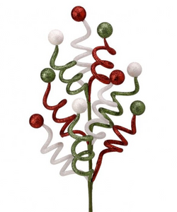 Christmas Curly Whirly Glitter Ball Pick