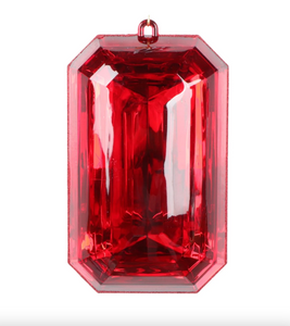 9" Red Precious Emerald Cut Gemstone Christmas Ornament