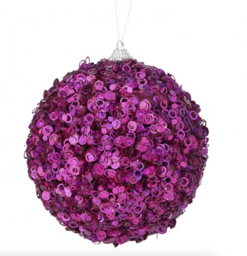 Hot Pink Glamour Sequin Ball Christmas Ornament