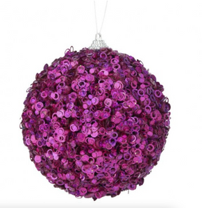 Hot Pink Glamour Sequin Ball Christmas Ornament
