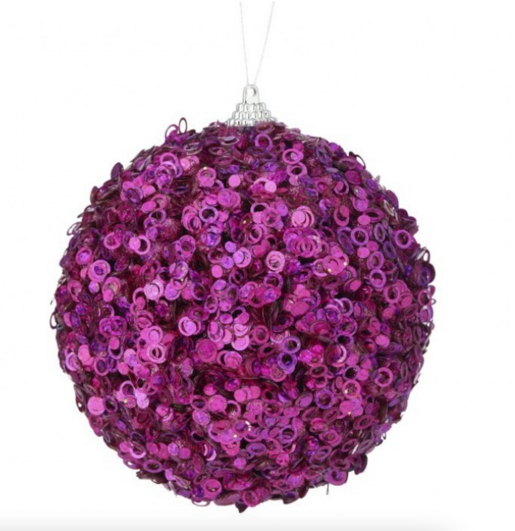 Hot Pink Glamour Sequin Ball Christmas Ornament
