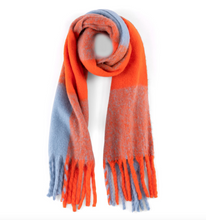 Blue & Orange Fringe Scarf