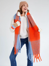 Blue & Orange Fringe Scarf