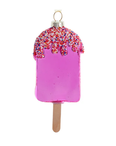 Pink Ice Cream Pop Drizzle Sprinkle Ornament