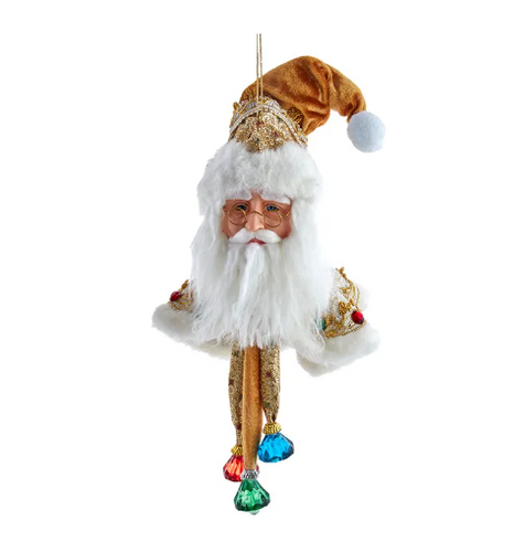 Jeweled Gold Santa Head Ornament