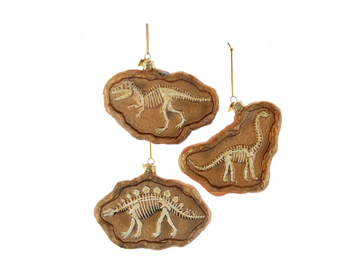 Dinosaur Fossil Glass Ornament